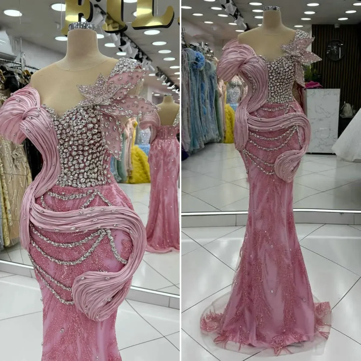 Luxurious Pink Evening Gowns Mermaid Beaded Party Dresses Formal Mermaid Customized Glitter Crystals Fashion Dinner Dress
Luxurious Pink Evening Gowns Mermaid Beaded Party Dresses Formal Mermaid Customized Glitter Crystals Fashion Dinner Dress
