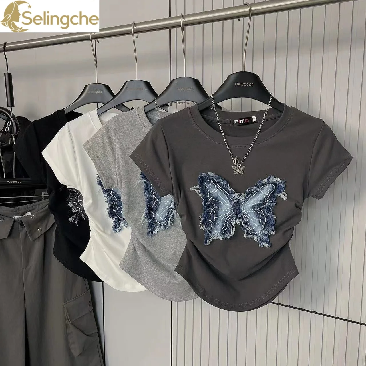 Butterfly Short Sleeved T-shirt Women's 2025 Summer New Slim Slim Shirt Top Y2L Anime Short Sleeved T-shirt
Butterfly Short Sleeved T-shirt Women's 2025 Summer New Slim Slim Shirt Top Y2L Anime Short Sleeved T-shirt