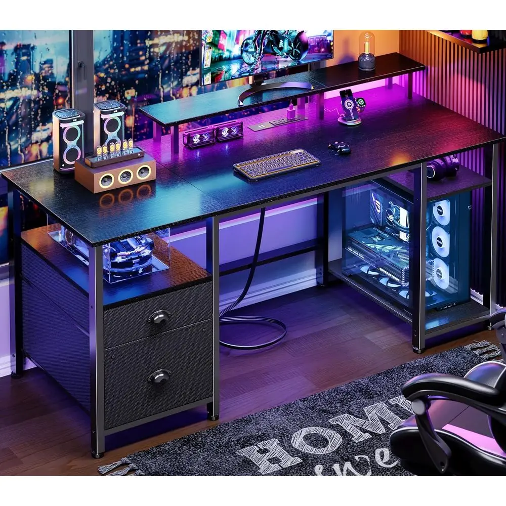 51" Gaming Desk with Power Outlets & LED Lights, Reversible Computer Desk with ile Cabinet & Monitor Stand or Home Oice, Large W
51" Gaming Desk with Power Outlets & LED Lights, Reversible Computer Desk with ile Cabinet & Monitor Stand or Home Oice, Large W