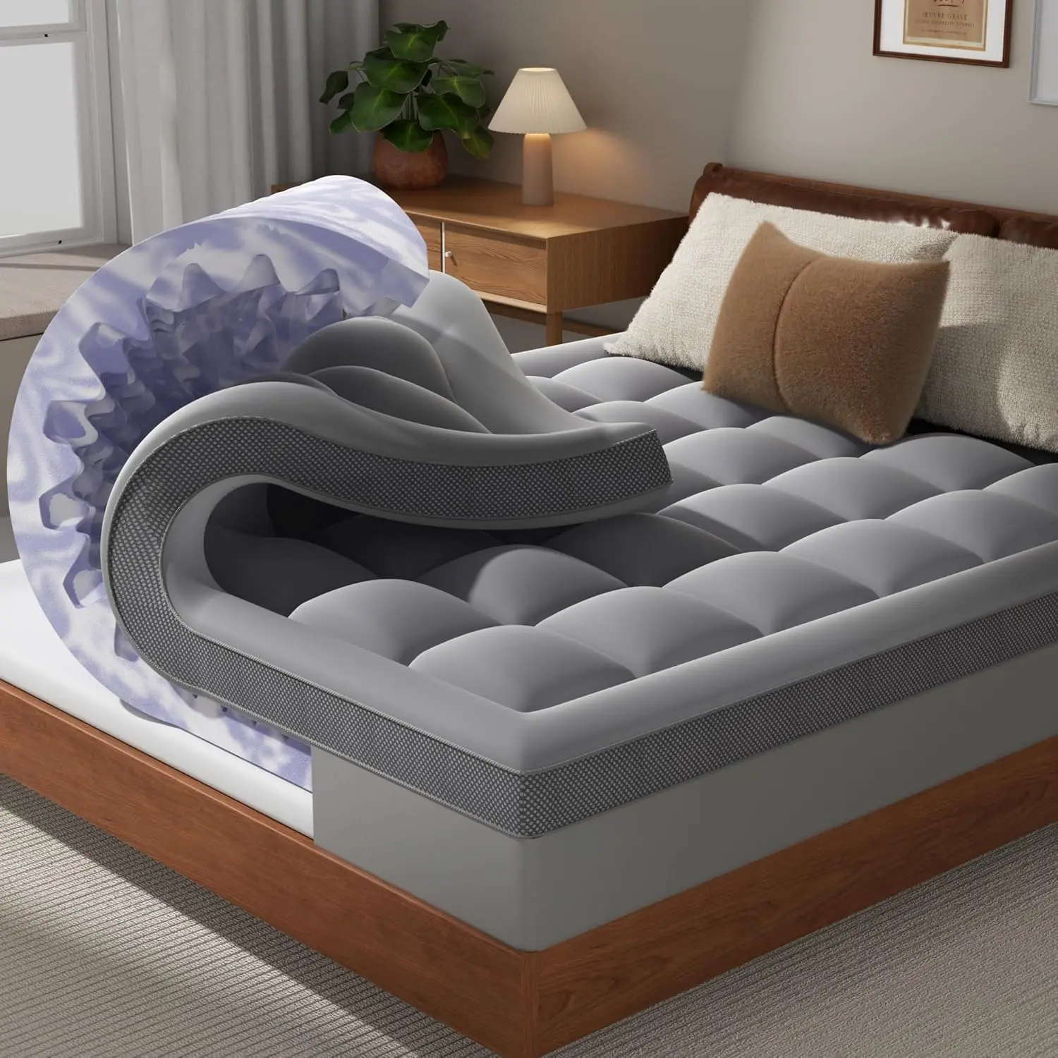 Twin Mattress Topper 4 Inch Dual Layer Memory Foam with Cooling Gel, Egg Crate Design, Soft Pillow Top, Removable Cover
Twin Mattress Topper 4 Inch Dual Layer Memory Foam with Cooling Gel, Egg Crate Design, Soft Pillow Top, Removable Cover