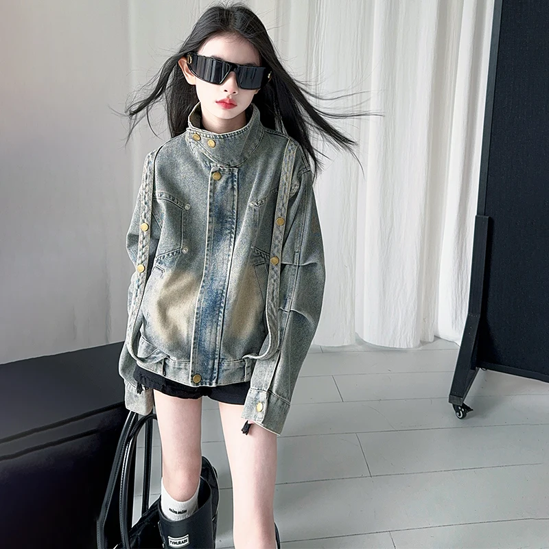 Kid Jacket Spring Autumn Pop Coat Age4-14Y Baby Girl Casual Fashion Denim Coat Tween Classical Outwear Child Korean Style Jacket
Kid Jacket Spring Autumn Pop Coat Age4-14Y Baby Girl Casual Fashion Denim Coat Tween Classical Outwear Child Korean Style Jacket
