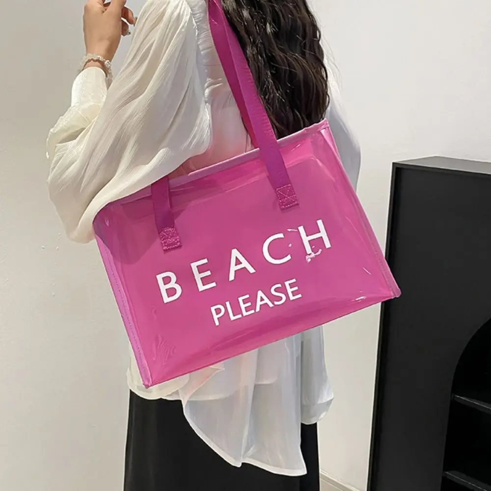 Casual PVC Transparent Tote Bag Zipper Waterproof Jelly Handbag Reusable Cosmetic Bag Letter Shoulder Bag Outdoor
Casual PVC Transparent Tote Bag Zipper Waterproof Jelly Handbag Reusable Cosmetic Bag Letter Shoulder Bag Outdoor