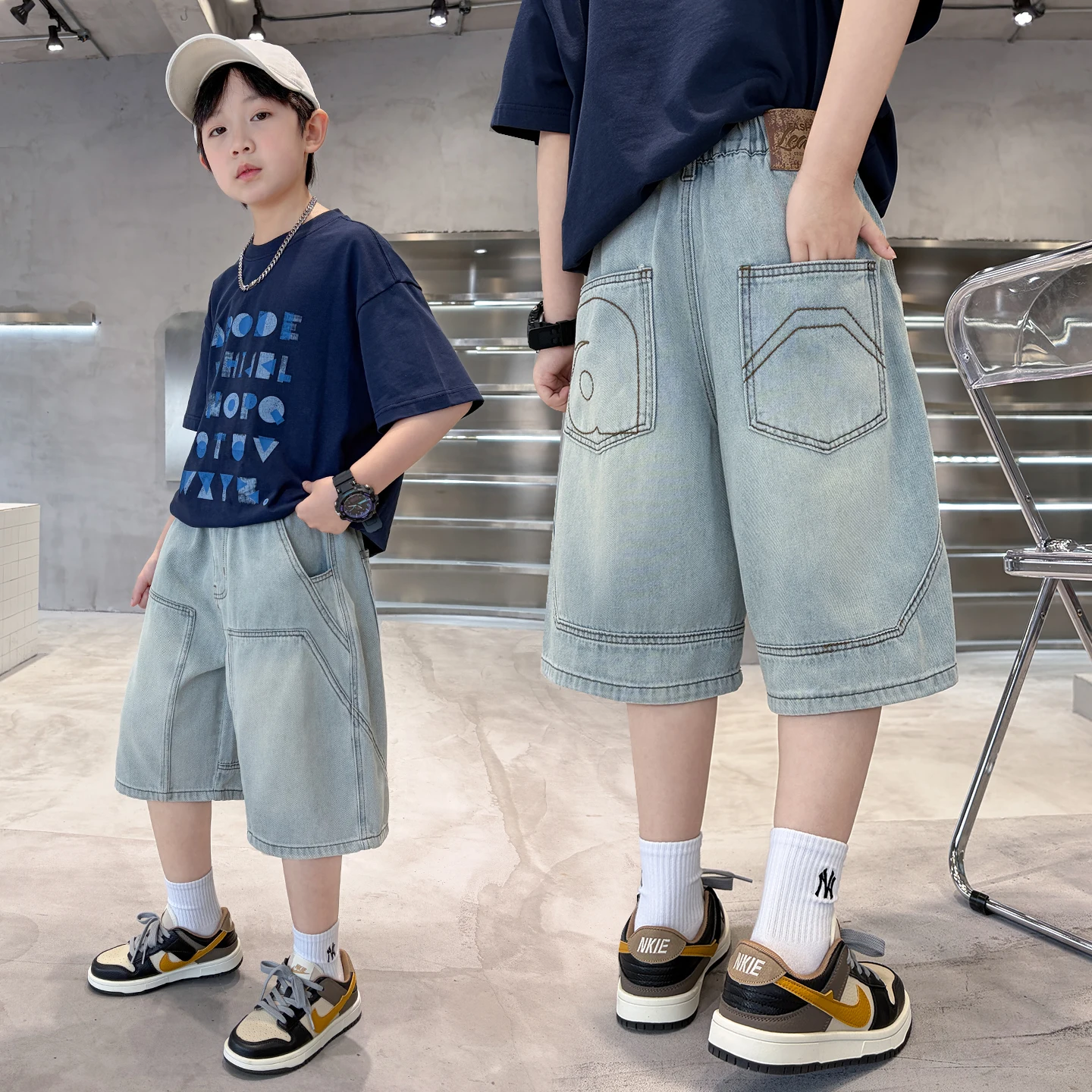 Summer New Baggy Denim Shorts Fashion Casual Straight Harajuku Jeans Boys Vintage Wash Drawstring Short Pants Streetwear 4-14Y
Summer New Baggy Denim Shorts Fashion Casual Straight Harajuku Jeans Boys Vintage Wash Drawstring Short Pants Streetwear 4-14Y