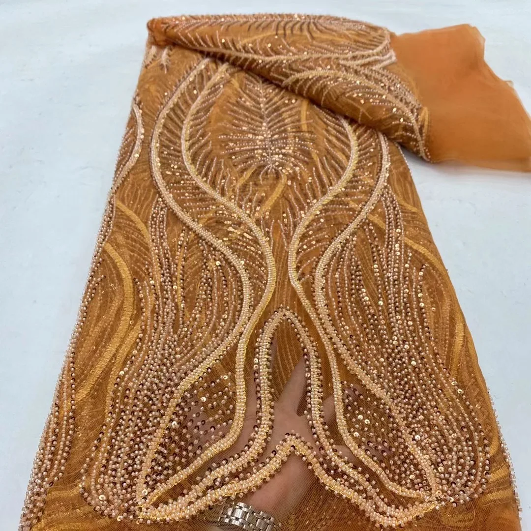 Latest Nigerian Lace Fabrics Fashion Women African Tull Lace Luxury Handmade Bead Sequins Fabrics for Wedding 5Yards HD6218
Latest Nigerian Lace Fabrics Fashion Women African Tull Lace Luxury Handmade Bead Sequins Fabrics for Wedding 5Yards HD6218