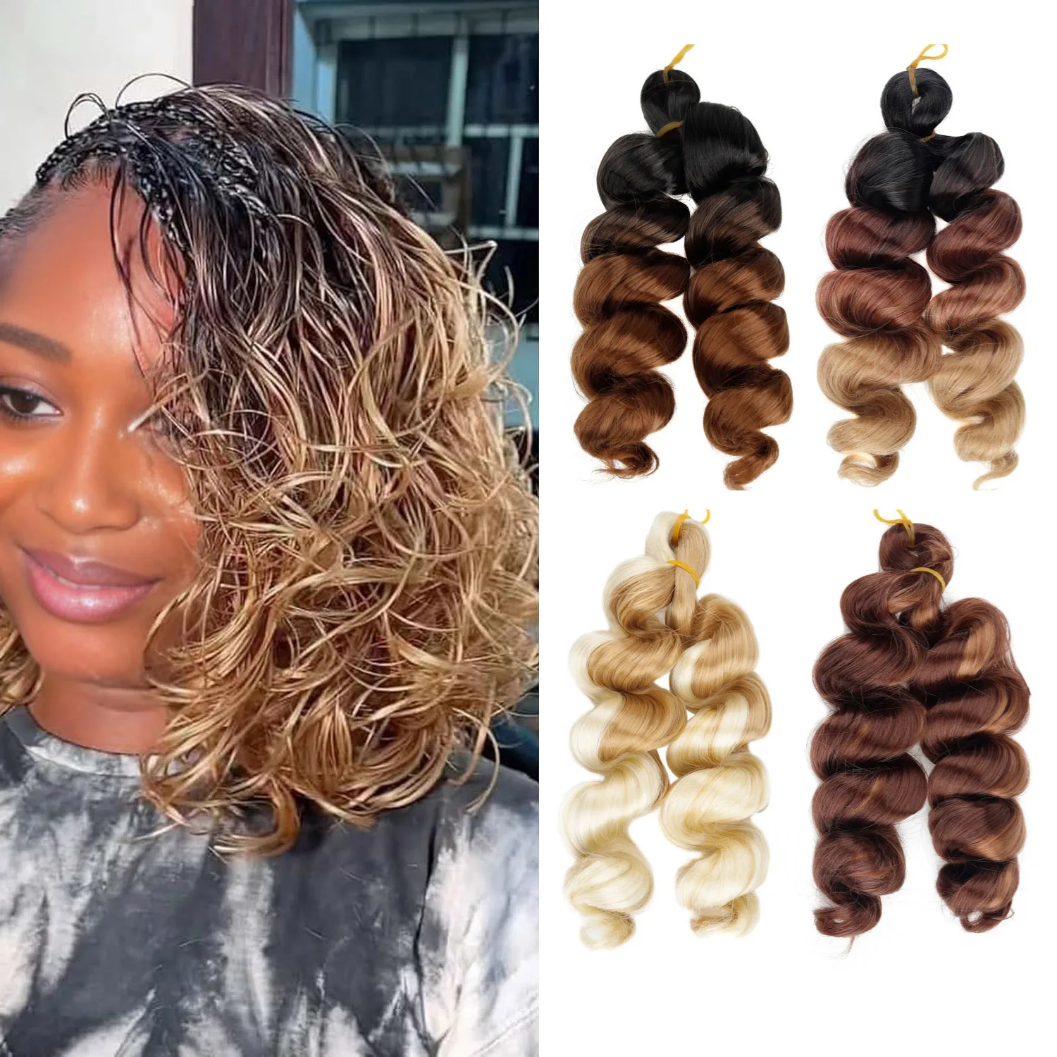 Short French Curly Crochet Hair Loose Wave Synthetic Braiding Hair Extensions Black Ombre for Women
Short French Curly Crochet Hair Loose Wave Synthetic Braiding Hair Extensions Black Ombre for Women