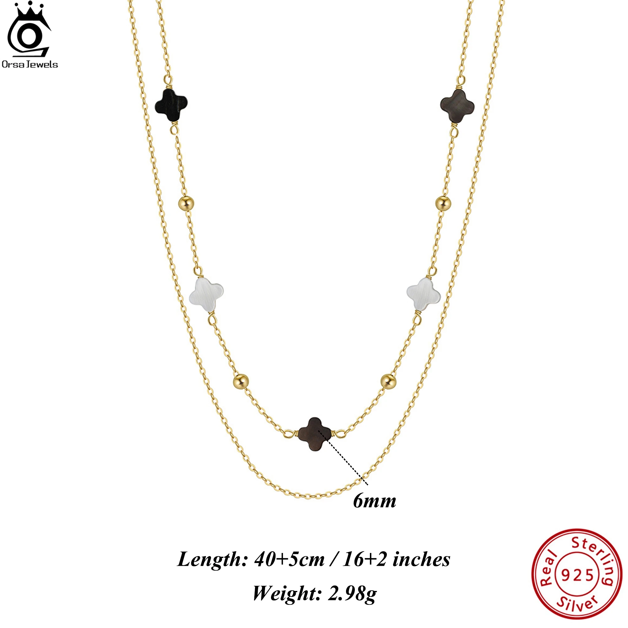 ORSA JEWELS S925 Silver Choker Necklace Four Leaf Clover Style Nature Design With Wihte & Black Shell Lucky Symbol Present GMN59
ORSA JEWELS S925 Silver Choker Necklace Four Leaf Clover Style Nature Design With Wihte & Black Shell Lucky Symbol Present GMN59