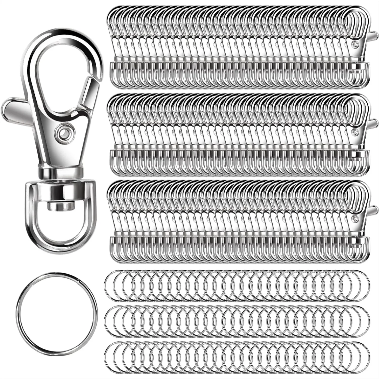 240Pcs Lobster Claw Clasps and Key Rings Set for Keychain Making, Lanyard, Jewelry Craft with Swivel Snap Hooks
240Pcs Lobster Claw Clasps and Key Rings Set for Keychain Making, Lanyard, Jewelry Craft with Swivel Snap Hooks