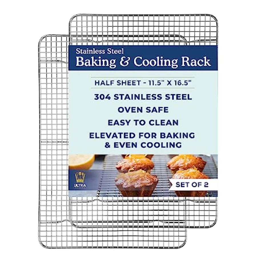 Oven-Safe, Dishwasher-Safe 100% Stainless Steel Cooling and Baking Rack Set Heavy Duty Tight-Wire - 11.5 x 16.5-inch - Set of 2
Oven-Safe, Dishwasher-Safe 100% Stainless Steel Cooling and Baking Rack Set Heavy Duty Tight-Wire - 11.5 x 16.5-inch - Set of 2