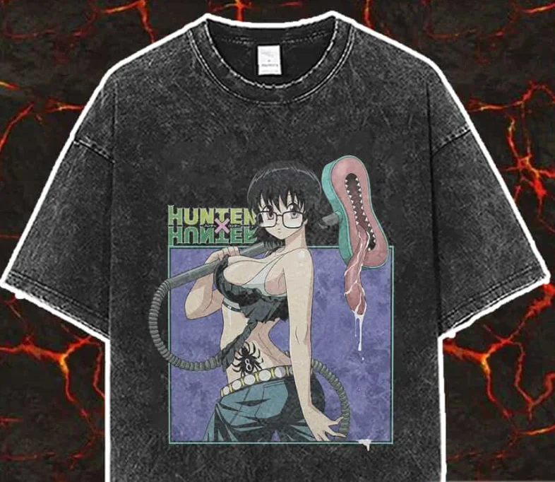 Vintage Washed Hunter x Hunter Shizuku Phantom Troupe Anime T-Shirt Unisex Oversized Streetwear Cotton Short Sleeve Casual Tops
Vintage Washed Hunter x Hunter Shizuku Phantom Troupe Anime T-Shirt Unisex Oversized Streetwear Cotton Short Sleeve Casual Tops