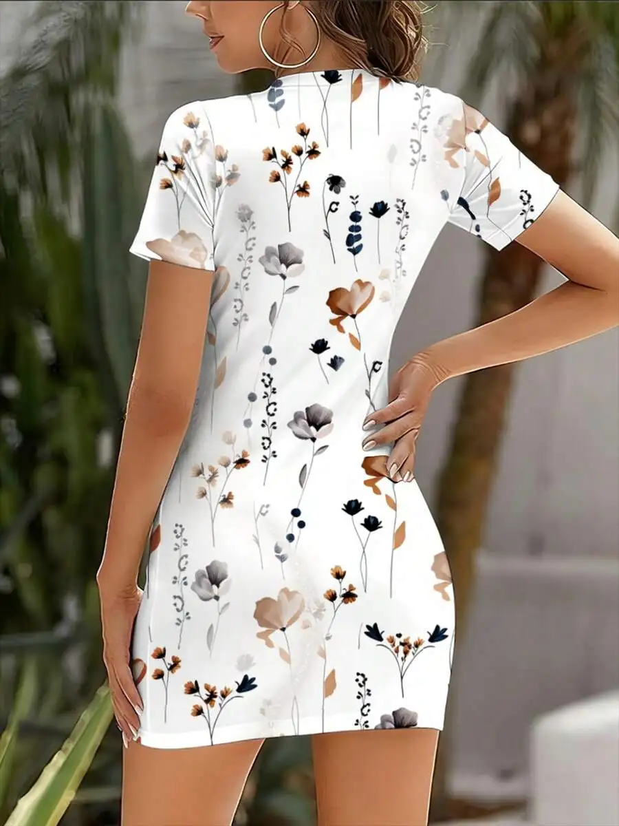 Floral Print Short Sleeve Bodycon Dress For Women Summer Elegant Leisure Dress
Floral Print Short Sleeve Bodycon Dress For Women Summer Elegant Leisure Dress