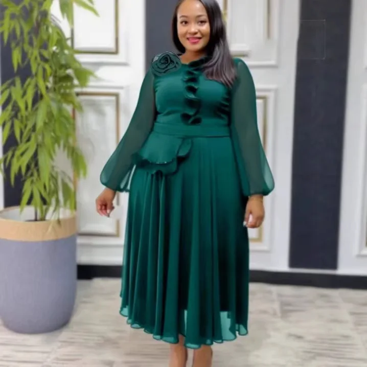 Plus-size Women's Three-dimensional Floral Dress, Long-sleeved Ruffled Waist-cinching Elegant Party Dress, Chiffon Casual Y2K
Plus-size Women's Three-dimensional Floral Dress, Long-sleeved Ruffled Waist-cinching Elegant Party Dress, Chiffon Casual Y2K