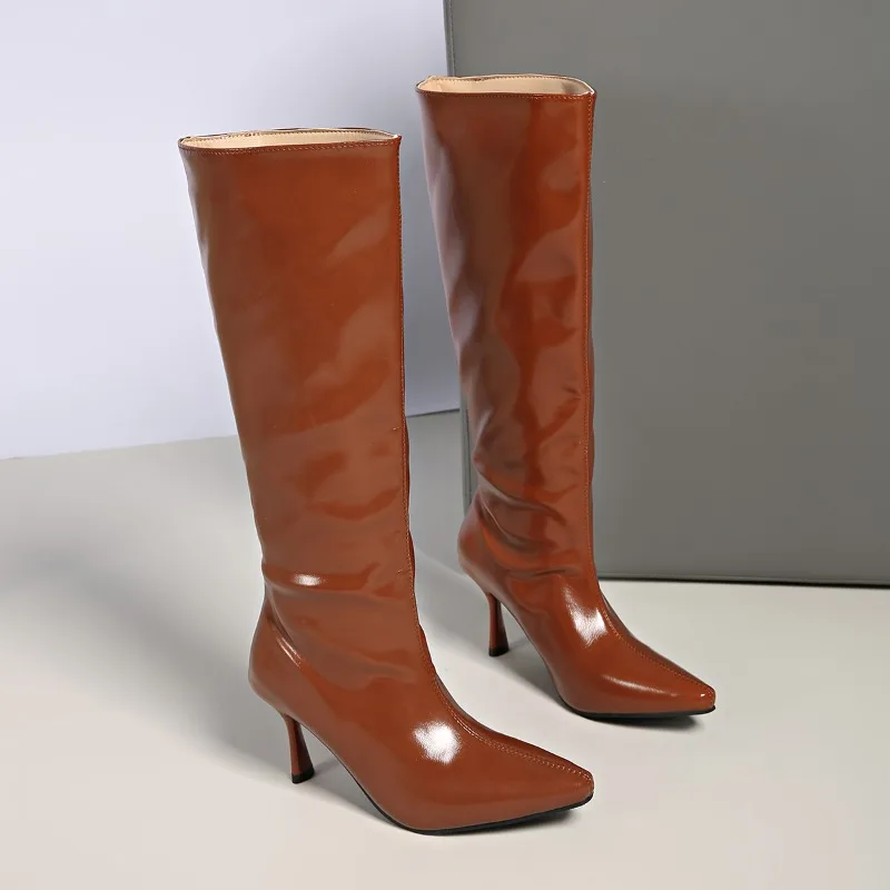 Простые высокие сапоги на шпильке, модные нескользящие износостойкие туфли-лодочки с острым носком и глянцевыми кожаными рукавами
Простые высокие сапоги на шпильке, модные нескользящие износостойкие туфли-лодочки с острым носком и глянцевыми кожаными рукавами