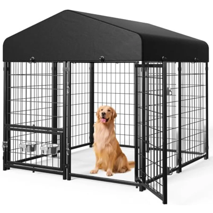 5x5x5FT Открытый питомник для собак с дверцей для собак и поворотной кормушкой Прочная металлическая клетка черного цвета для средних/больших собак соединяет до D
5x5x5FT Открытый питомник для собак с дверцей для собак и поворотной кормушкой Прочная металлическая клетка черного цвета для средних/больших собак соединяет до D