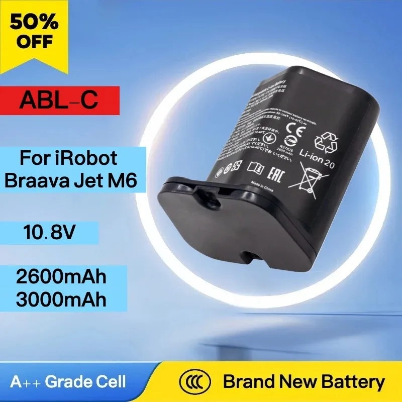 2600mAh 10.8V NEW Replacement ABL-C Battery For iRobot Braava Jet M6 Ultimate Robot Mop Battery High Quality
2600mAh 10.8V NEW Replacement ABL-C Battery For iRobot Braava Jet M6 Ultimate Robot Mop Battery High Quality