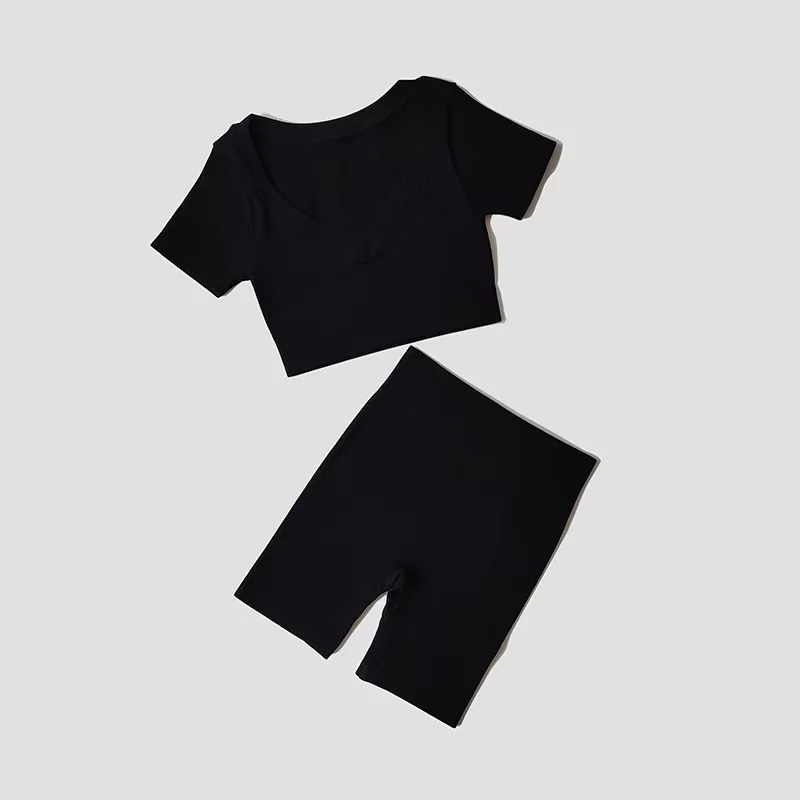 WAREBALL Seamless Ribbed Yoga Clothing Fitness Short Sleeve Crop Top Running Shorts Set Workout Outfit Gym Suits
WAREBALL Seamless Ribbed Yoga Clothing Fitness Short Sleeve Crop Top Running Shorts Set Workout Outfit Gym Suits
