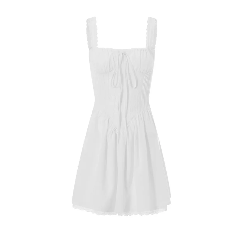 White Corset Dress Women Solid Color Lace Trim Square Collar Spaghetti Strap Sleeveless A Line Mini Dress y2k Dresses Clubwear
White Corset Dress Women Solid Color Lace Trim Square Collar Spaghetti Strap Sleeveless A Line Mini Dress y2k Dresses Clubwear