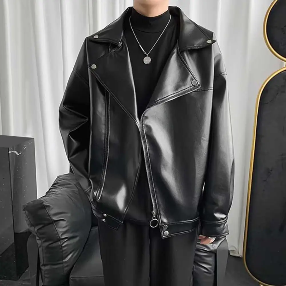 Men Jacket Imitation Leather Motorcycle Leather Coat Solid Color Loose Fit Coat Lapel Long Sleeve Zipper Placket Men Outerwear
Men Jacket Imitation Leather Motorcycle Leather Coat Solid Color Loose Fit Coat Lapel Long Sleeve Zipper Placket Men Outerwear