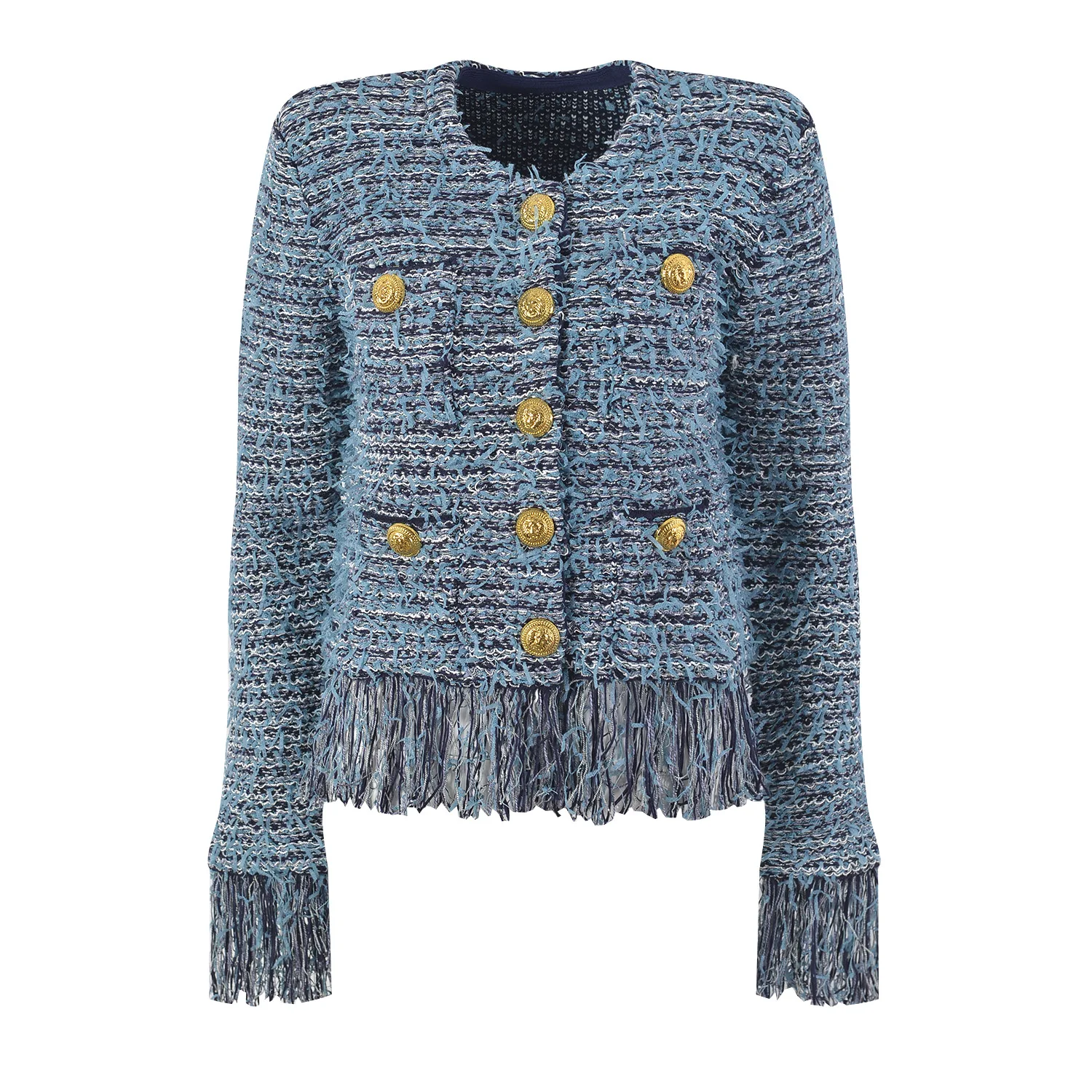Knitted coat Socialite design fringe short coat autumn/winter new crew-neck top
Knitted coat Socialite design fringe short coat autumn/winter new crew-neck top