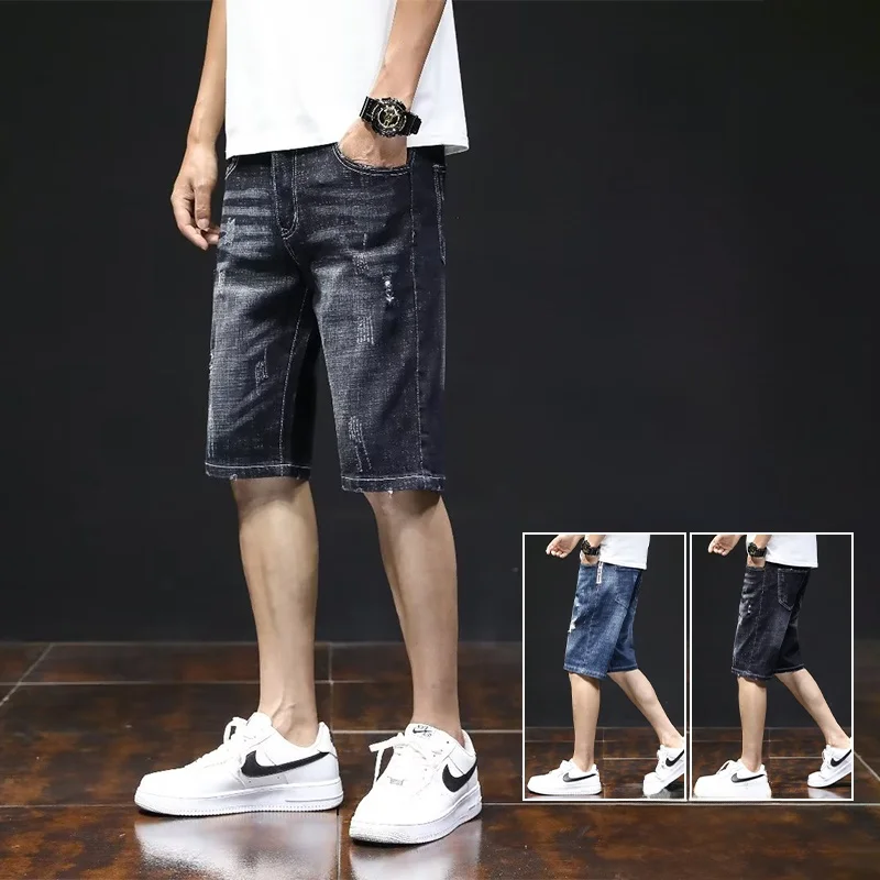 Модные мужские рваные джинсовые брюки-шорты, летние, тонкие, эластичные, прямые, свободные, длиной до колена, в корейском стиле, дышащие, сидят плотно
Модные мужские рваные джинсовые брюки-шорты, летние, тонкие, эластичные, прямые, свободные, длиной до колена, в корейском стиле, дышащие, сидят плотно