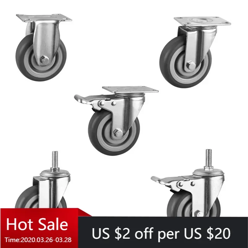 4 Pcs 4 Inch Medium Gray TPR Silent Casters, Universal Rubber Wheels for Handcarts, Tool Boxes, Ovens, Shelves
4 Pcs 4 Inch Medium Gray TPR Silent Casters, Universal Rubber Wheels for Handcarts, Tool Boxes, Ovens, Shelves