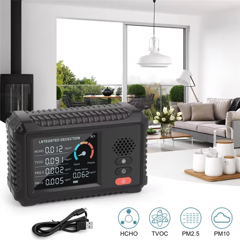 ABJN-Smart HLW-100 4-In-1 Air Quality Detector Formaldehyde CO2 PM2.5 PM10 Tester Real-Time Indoor Air Monitor Data
ABJN-Smart HLW-100 4-In-1 Air Quality Detector Formaldehyde CO2 PM2.5 PM10 Tester Real-Time Indoor Air Monitor Data