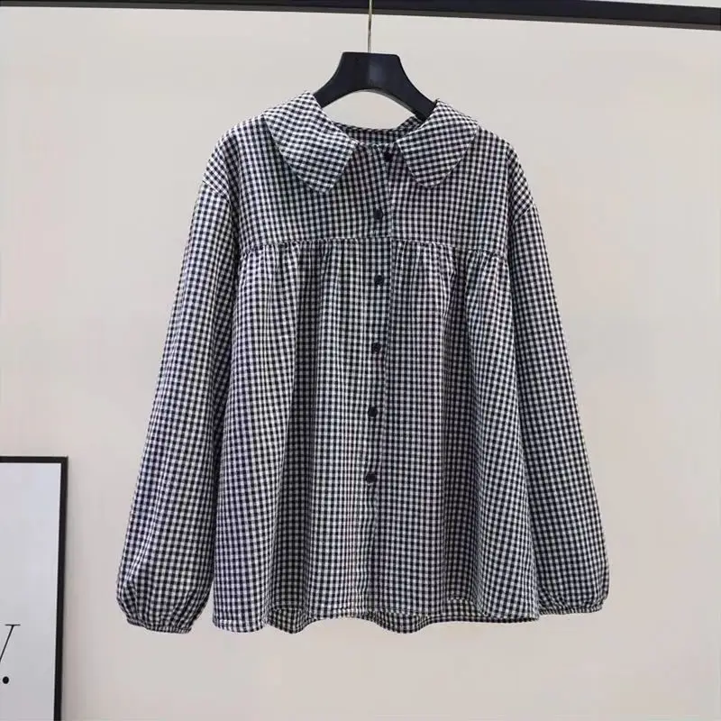 Elegant Plaid Long Sleeve Blouse Women Peter Pen Collar Shirts Lady Chic Office Tops Casual Buttons Top High Street Clothing W14
Elegant Plaid Long Sleeve Blouse Women Peter Pen Collar Shirts Lady Chic Office Tops Casual Buttons Top High Street Clothing W14