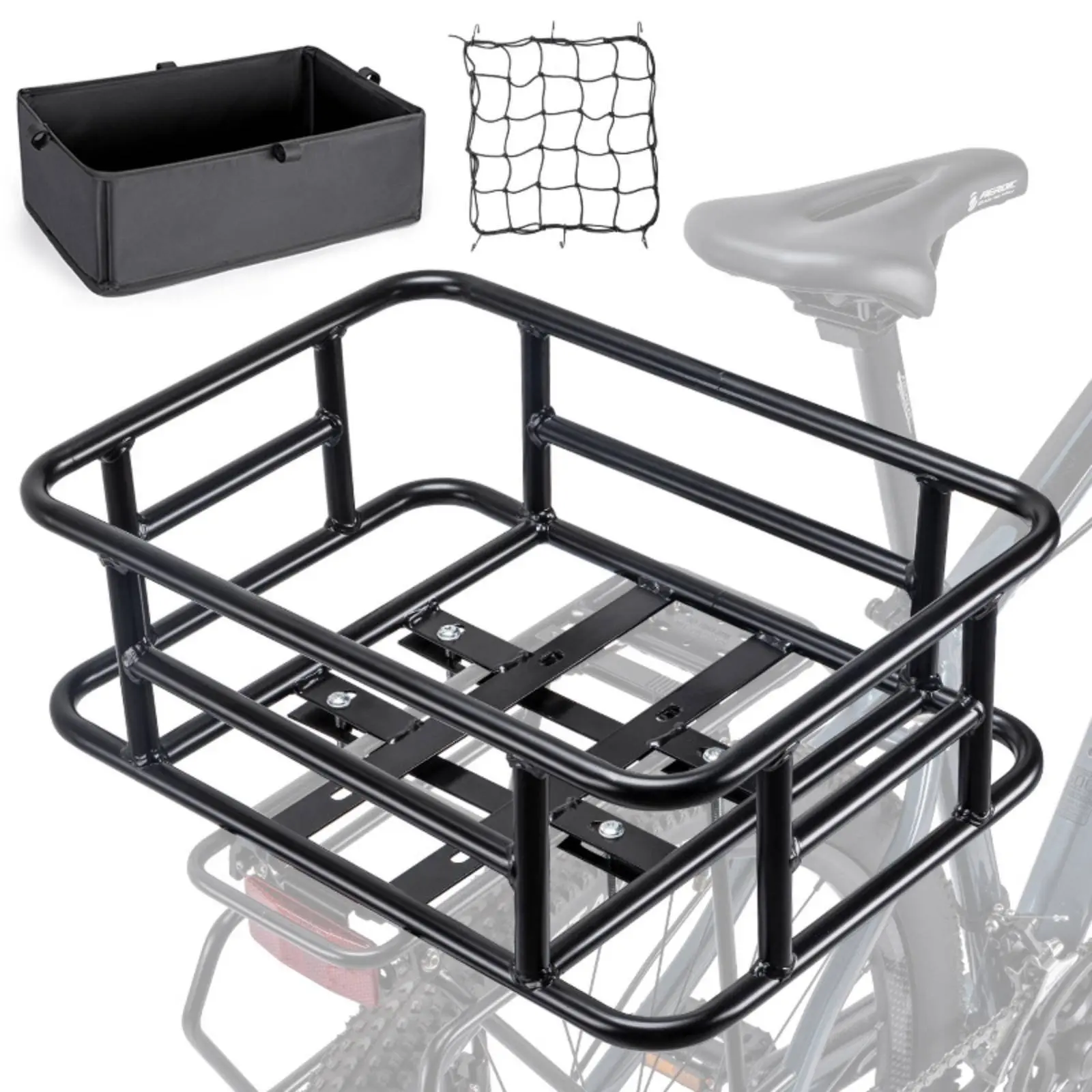 Cycle Rear Rack Basket Thickened Frame Rear Bike Cargo Basket Large Capacity Rust Resistant for Delivery
Cycle Rear Rack Basket Thickened Frame Rear Bike Cargo Basket Large Capacity Rust Resistant for Delivery