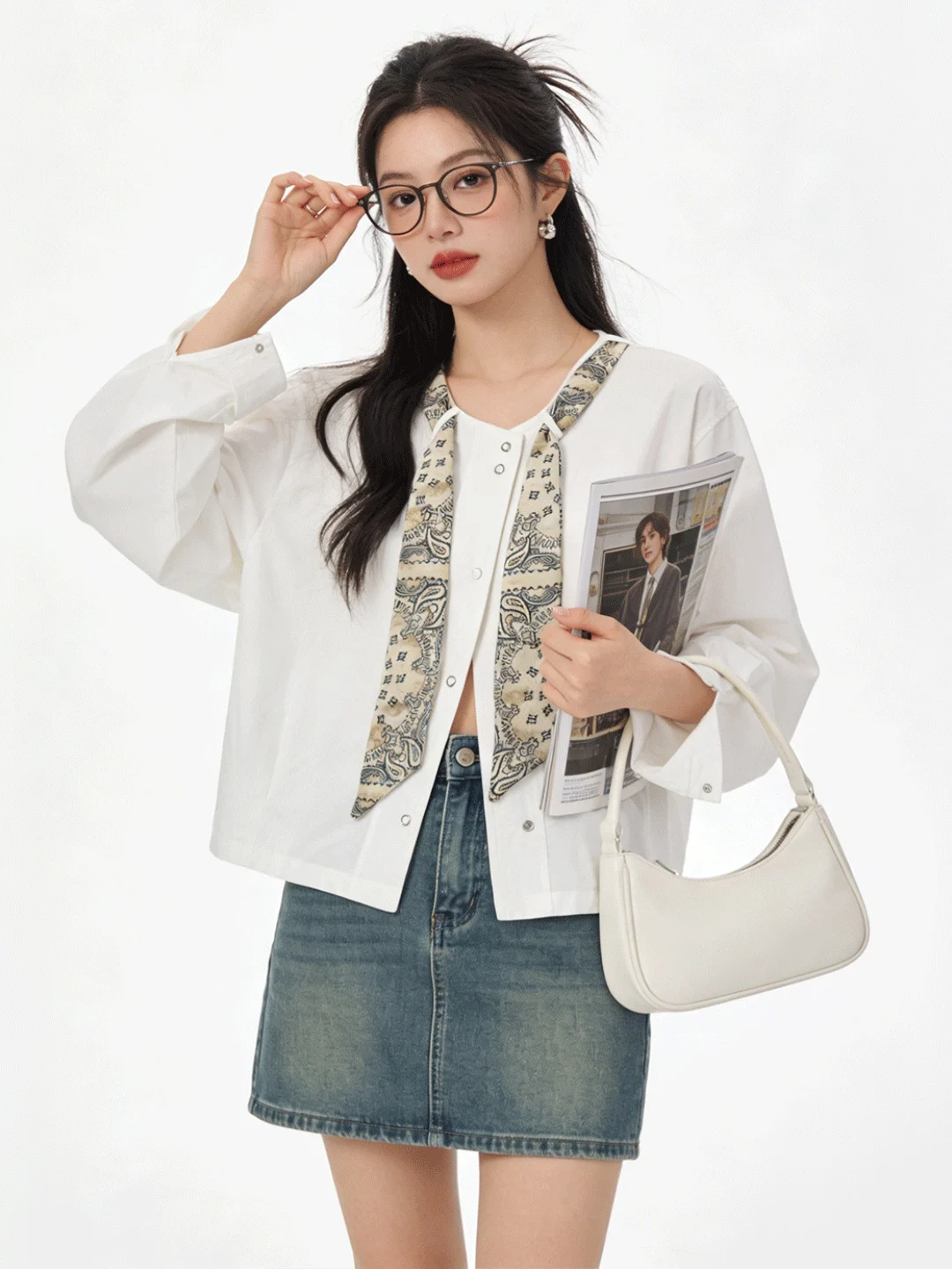 Ele White Long Sve irt Korean Sle Slimming Top High-End Feel Spring Faion Outerwear Breathable Skin-Friendly
Ele White Long Sve irt Korean Sle Slimming Top High-End Feel Spring Faion Outerwear Breathable Skin-Friendly