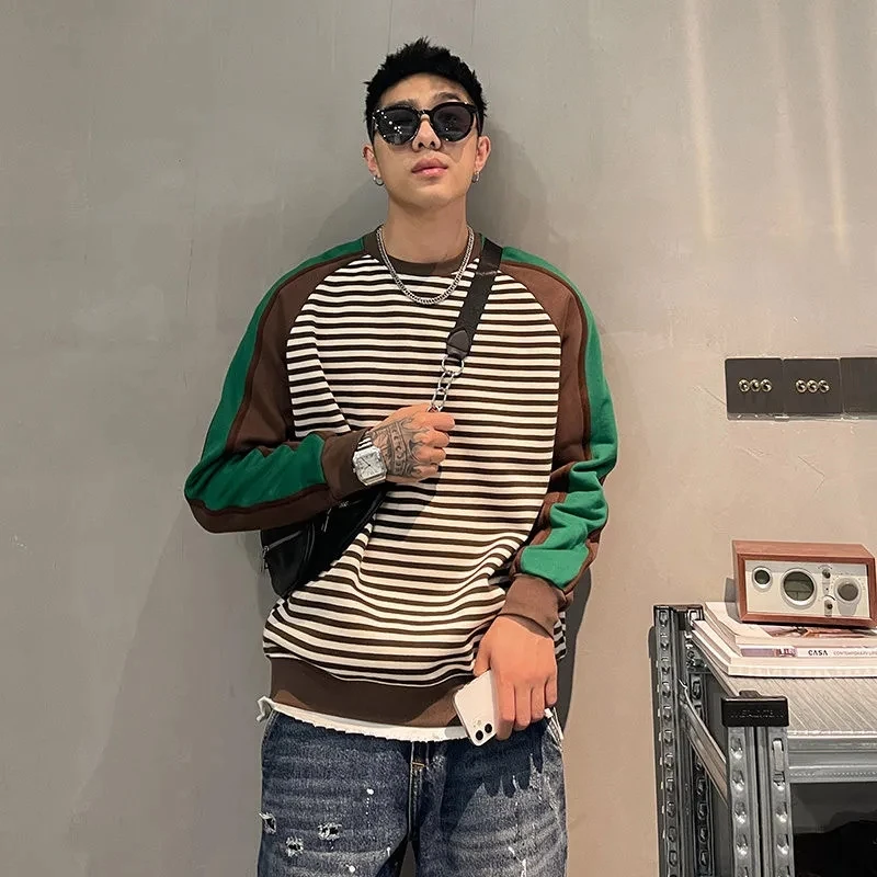 Men Striped Sweatshirt O Neck Hoodie Loose Pullover Streetwear Spring Autumn New Casual Patchwork Long Sleeve Tops
Men Striped Sweatshirt O Neck Hoodie Loose Pullover Streetwear Spring Autumn New Casual Patchwork Long Sleeve Tops