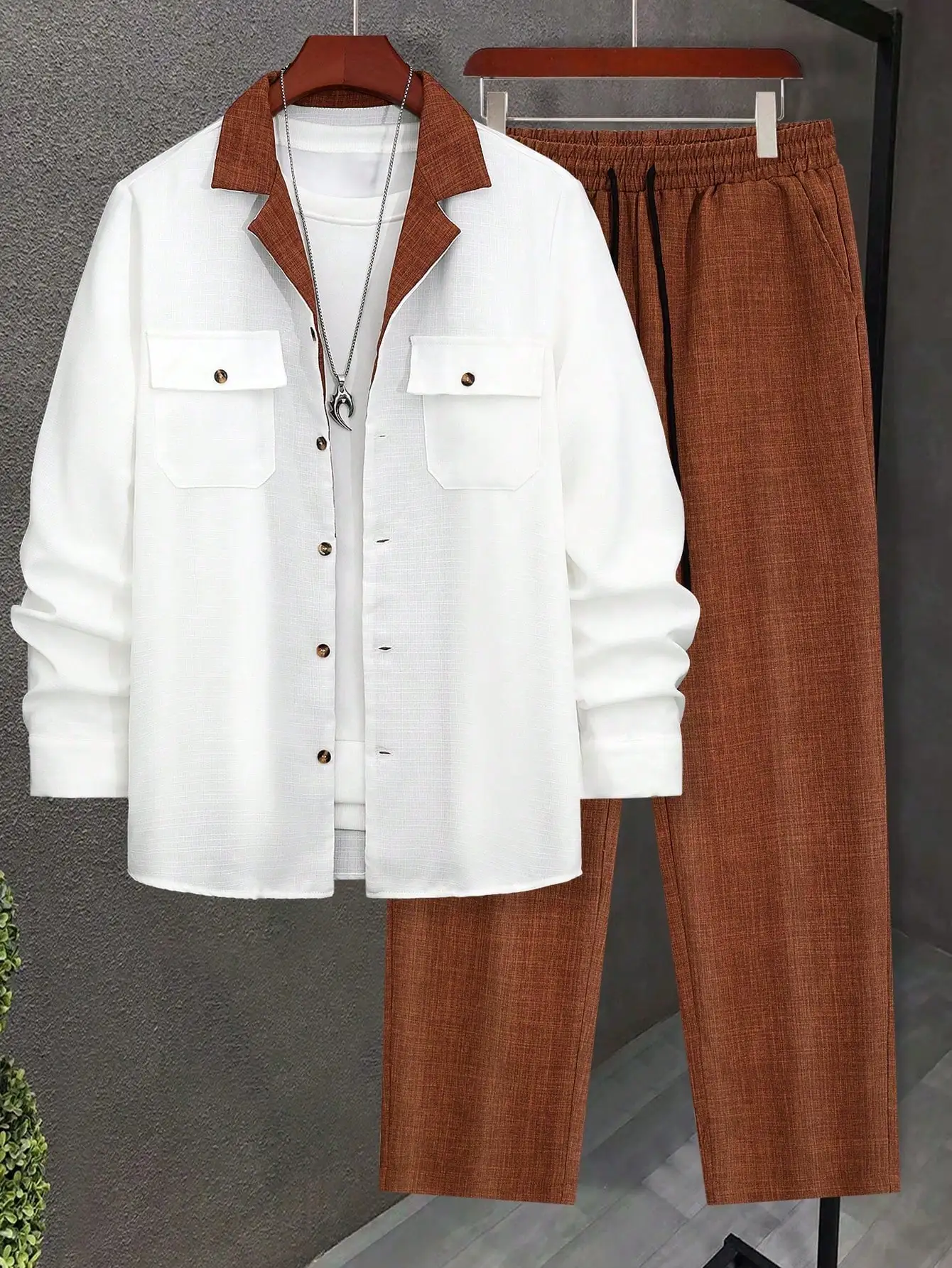 2pcs Men's Plus Size Autumn Winter Contrast Trim Shirt And Drawstring Pants Casual Suit
2pcs Men's Plus Size Autumn Winter Contrast Trim Shirt And Drawstring Pants Casual Suit