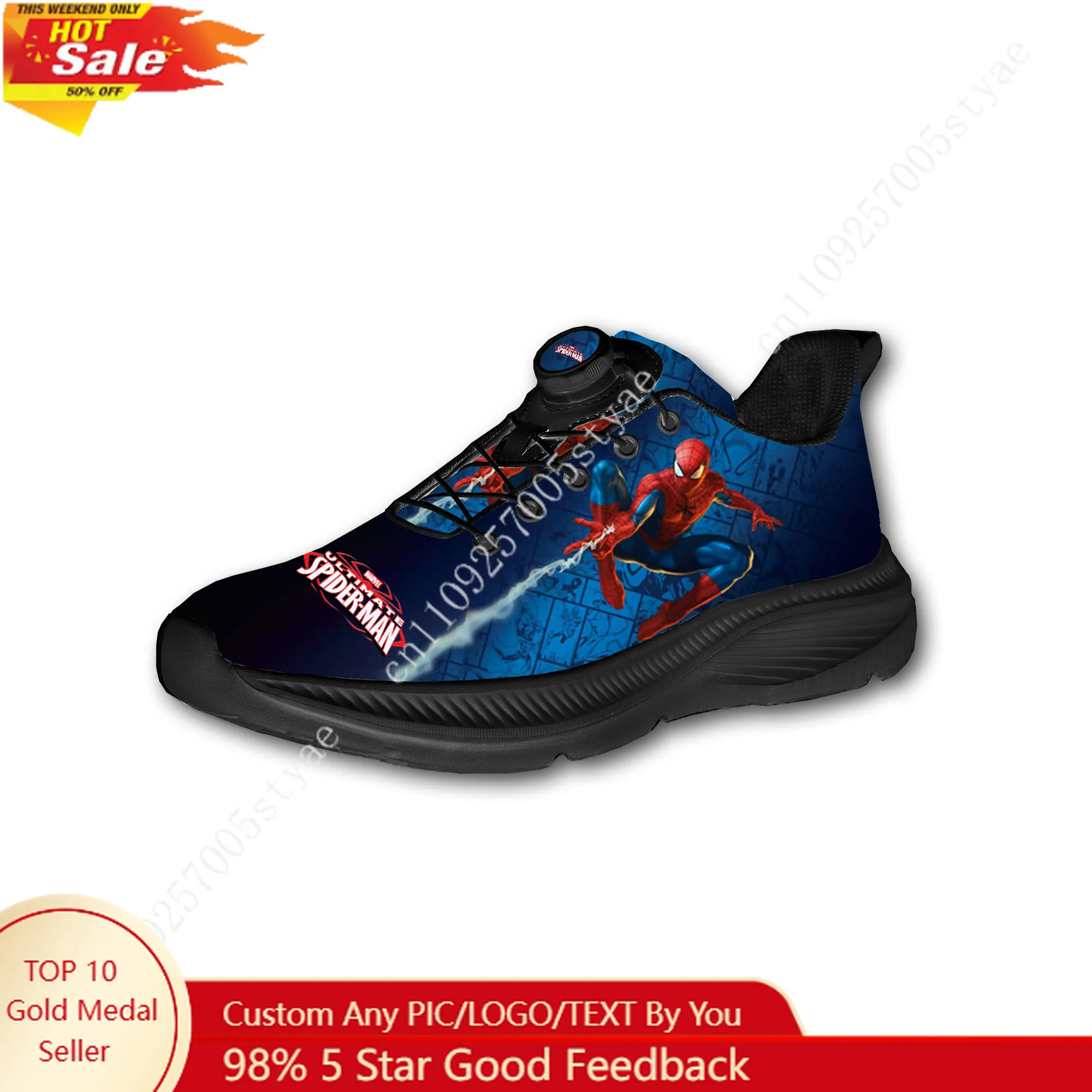 Marvel Spider-Man Avengers Mens Womens Running Off-road Shoes Laceless Rotating Button Sports Shoe Hiking Leisure Custom Sneaker
Marvel Spider-Man Avengers Mens Womens Running Off-road Shoes Laceless Rotating Button Sports Shoe Hiking Leisure Custom Sneaker