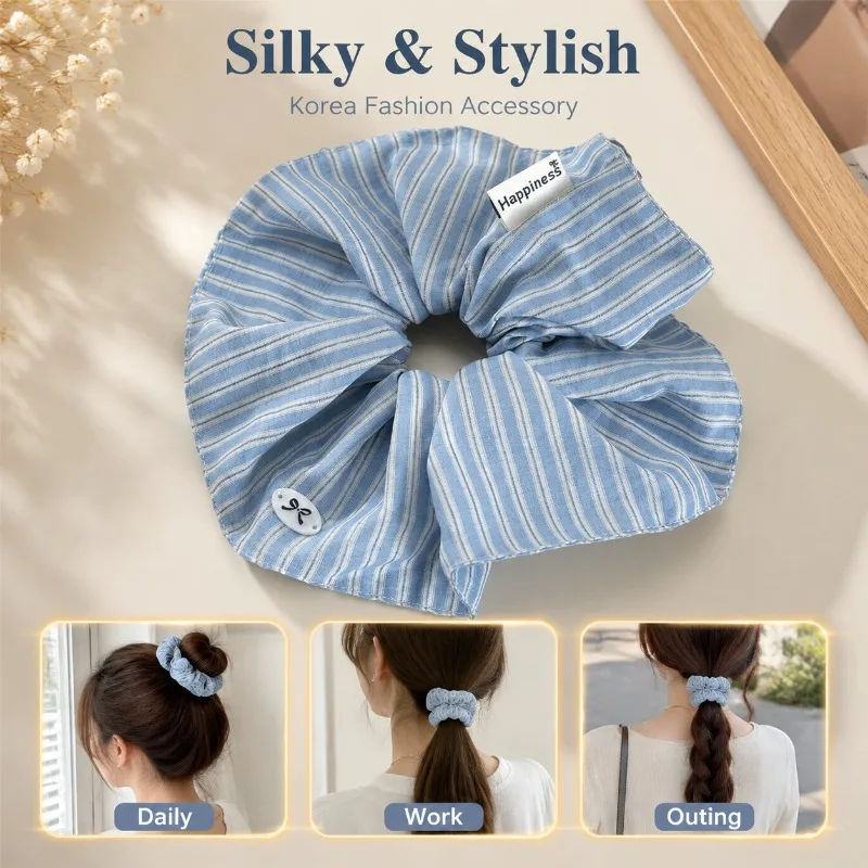 Light Fresh Blue Striped Bow Scrunchie Mini Bow Label Decor Hair Elastic Soft Textured Fashion Head Accessory Gentle Fabric Hair
Light Fresh Blue Striped Bow Scrunchie Mini Bow Label Decor Hair Elastic Soft Textured Fashion Head Accessory Gentle Fabric Hair