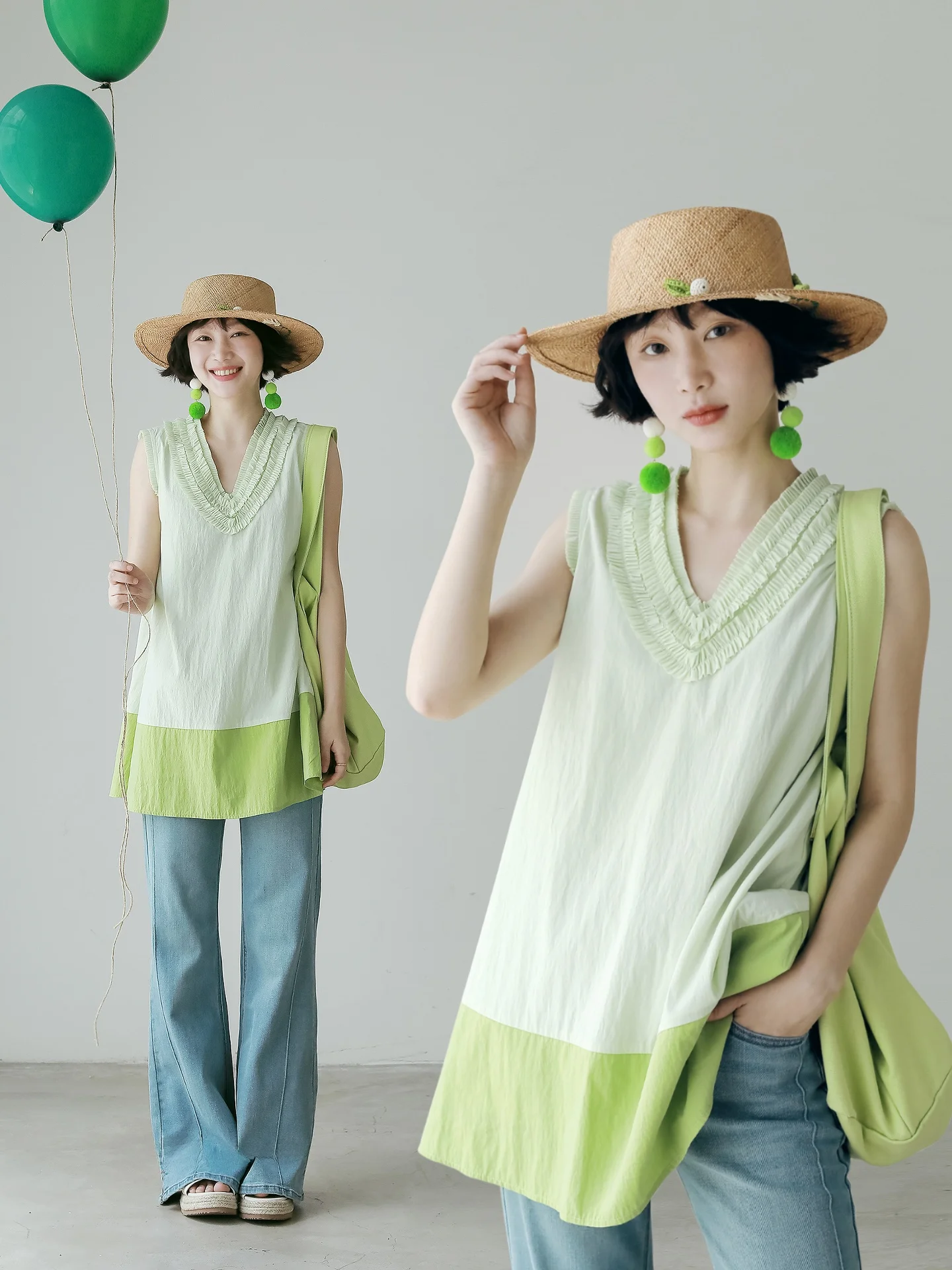 Женский топ-жилет с V-образным вырезом и цветными вставками, из приятной к телу немнущейся ткани, цвет светло-зеленый (Wood ain)
Женский топ-жилет с V-образным вырезом и цветными вставками, из приятной к телу немнущейся ткани, цвет светло-зеленый (Wood ain)