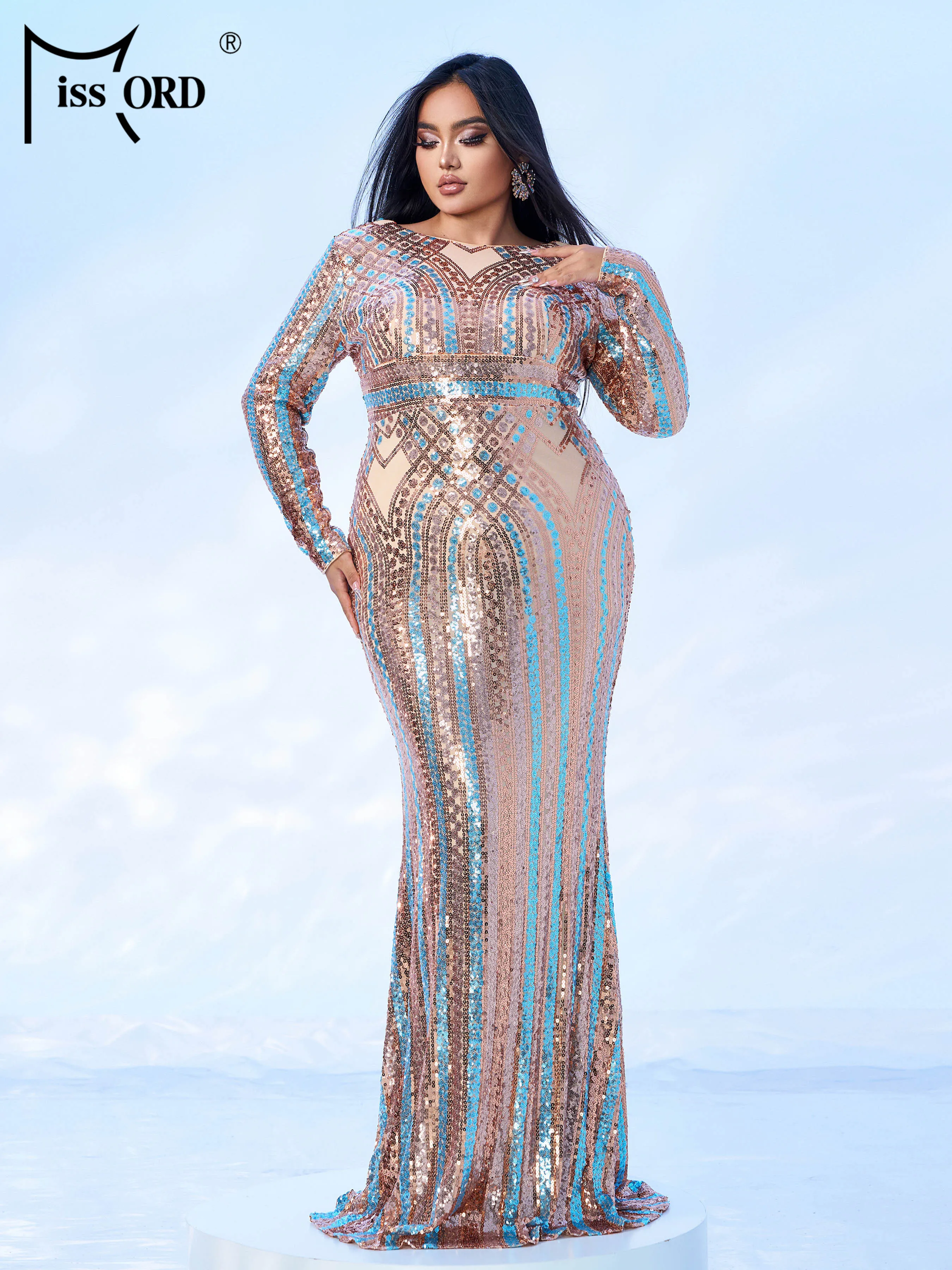 Missord Plus Size Round Neck Long Sleeved Sequin Mermaid Evening Gown Wedding Birthday Party Formal Occasion Chic Elegant Dress
Missord Plus Size Round Neck Long Sleeved Sequin Mermaid Evening Gown Wedding Birthday Party Formal Occasion Chic Elegant Dress
