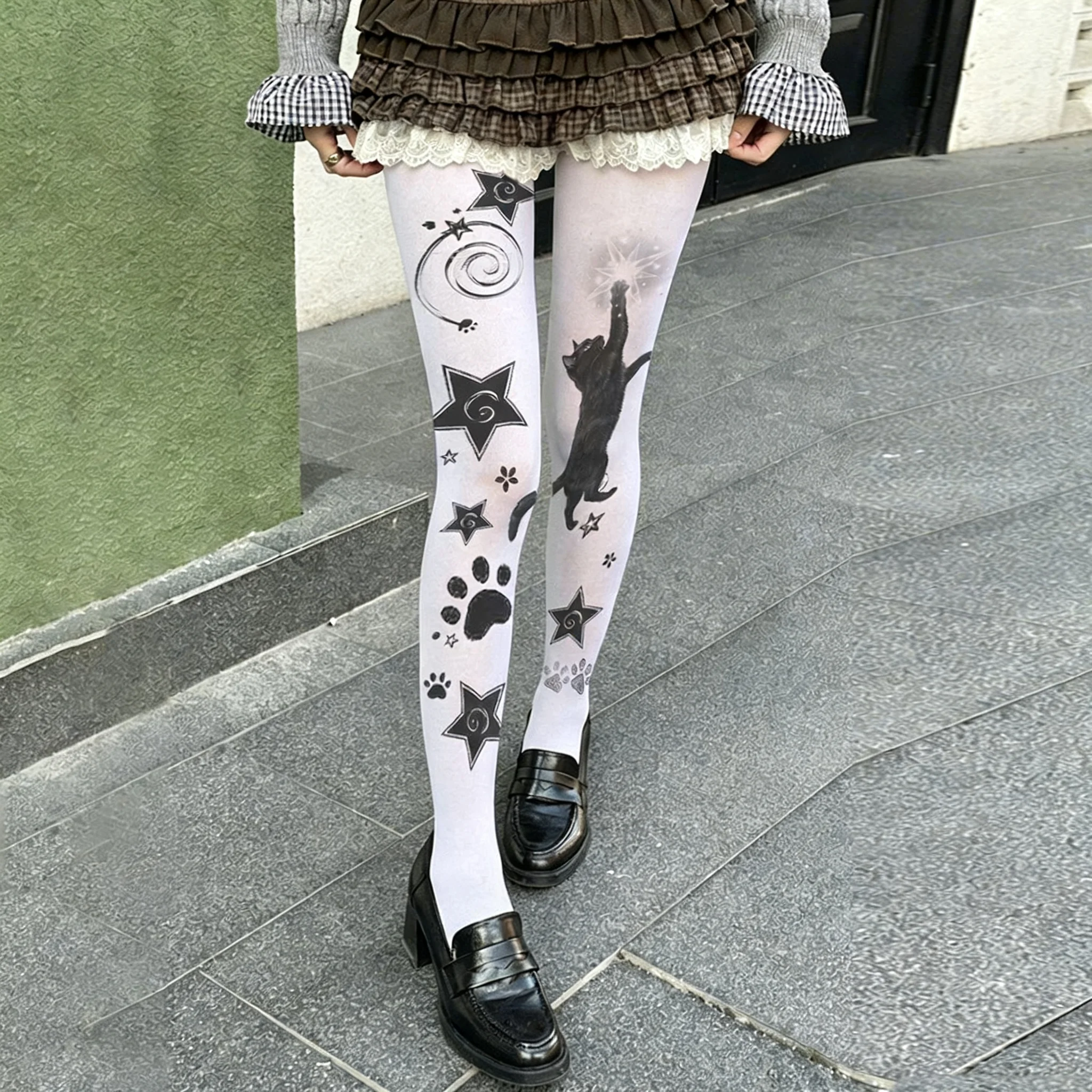 Fashion Cartoon Cat Print Women's Pantyhose Y2K Style Subculture Cute Star Patterns White Extra Large Size Tights
Fashion Cartoon Cat Print Women's Pantyhose Y2K Style Subculture Cute Star Patterns White Extra Large Size Tights