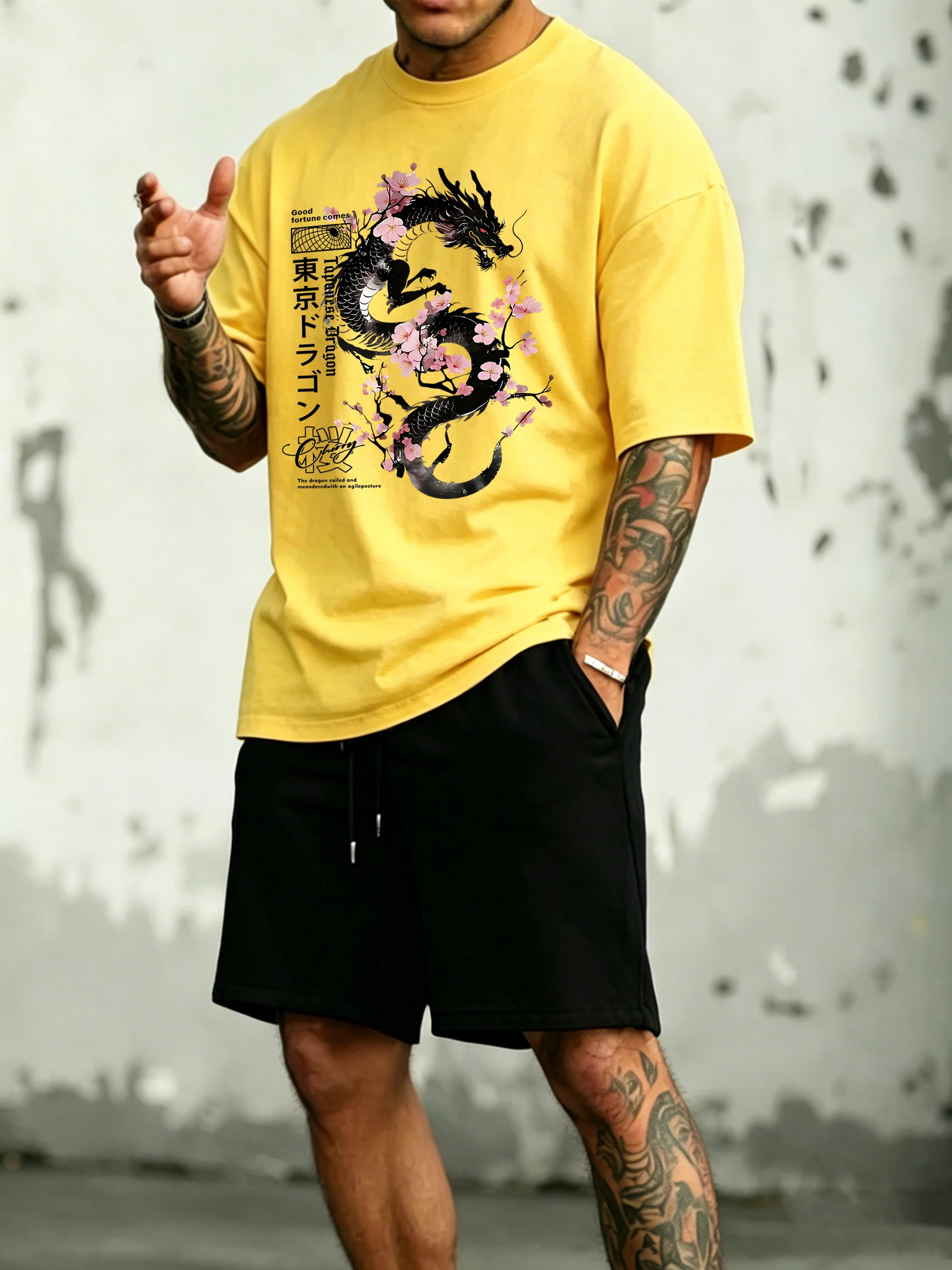Sakura Tokyo Dragon Printing Cotton Summer Sport Man Short Sleeve Sets Running All-Match Tops Beach Drawstring Pocket Pants
Sakura Tokyo Dragon Printing Cotton Summer Sport Man Short Sleeve Sets Running All-Match Tops Beach Drawstring Pocket Pants