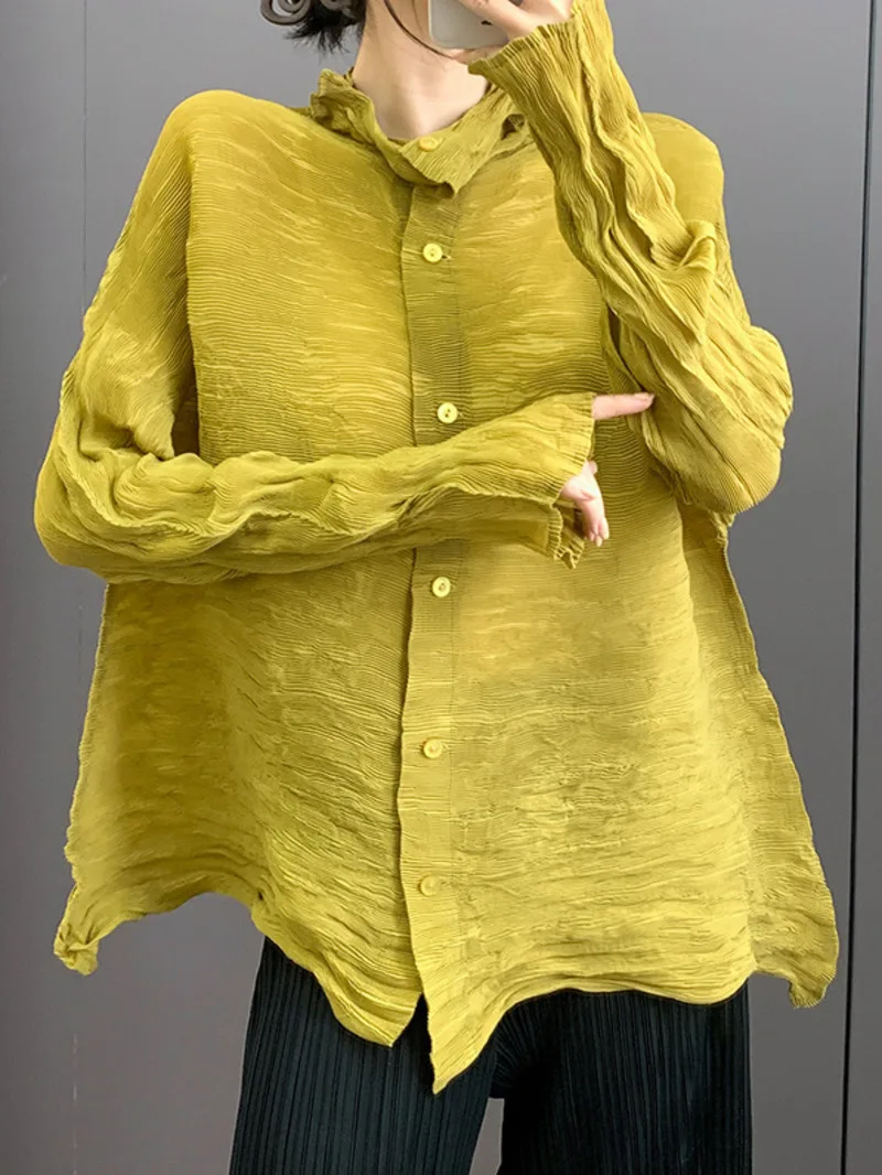 Pleated Niche Handmade Design Women's Shirt Chic New Single Breastead Stand Collar Lightweight Irregular Tops 2NSMA
Pleated Niche Handmade Design Women's Shirt Chic New Single Breastead Stand Collar Lightweight Irregular Tops 2NSMA