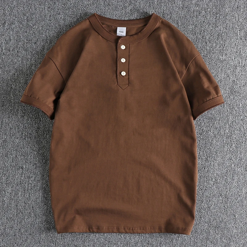 Summer New American Retro Tough Guy Henry Collar T-shirt Men's Simple 100% Cotton Washed Short Sleeve Casual Loose Yonth Tops
Summer New American Retro Tough Guy Henry Collar T-shirt Men's Simple 100% Cotton Washed Short Sleeve Casual Loose Yonth Tops