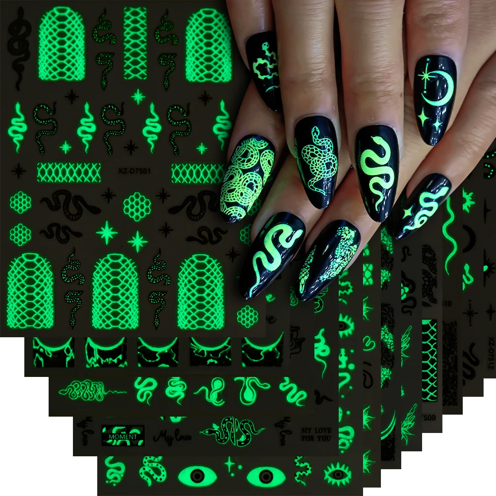 12Pcs Luminous Snake Moon Star Nail Sticker 3D Y2k Halloween Lighted Serpent Nail Decals Self-Adhesive Cool Manicure Decoration*
12Pcs Luminous Snake Moon Star Nail Sticker 3D Y2k Halloween Lighted Serpent Nail Decals Self-Adhesive Cool Manicure Decoration*