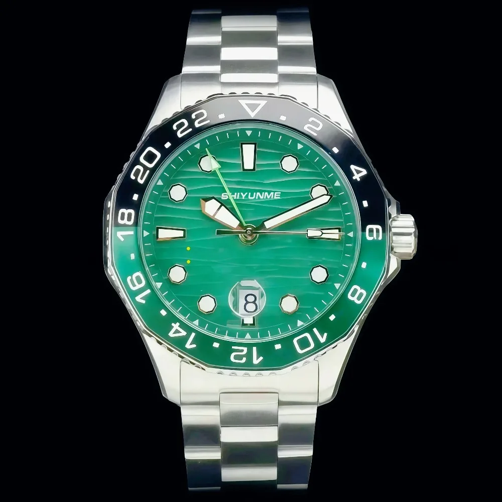 43mm Exquisite Mens Automatic Mechanical GMT Watch Premium 904L Stainless Steel Black Blue Green Gradient Long Lasting Luminous
43mm Exquisite Mens Automatic Mechanical GMT Watch Premium 904L Stainless Steel Black Blue Green Gradient Long Lasting Luminous