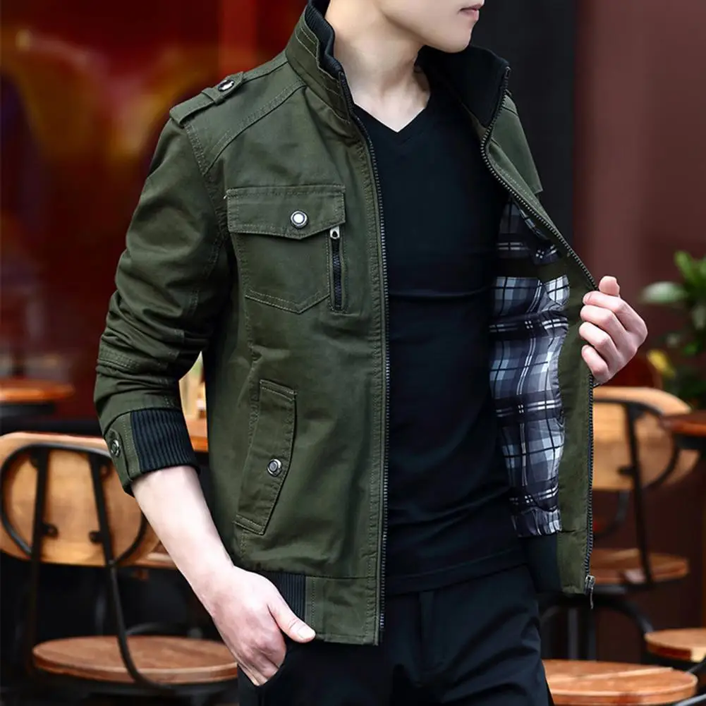 Autumn Jacket Men's Stand Collar Cargo Jacket with Multi Pockets Zipper Closure Thin Sport Coat Design Long Sleeve for Outdoor
Autumn Jacket Men's Stand Collar Cargo Jacket with Multi Pockets Zipper Closure Thin Sport Coat Design Long Sleeve for Outdoor