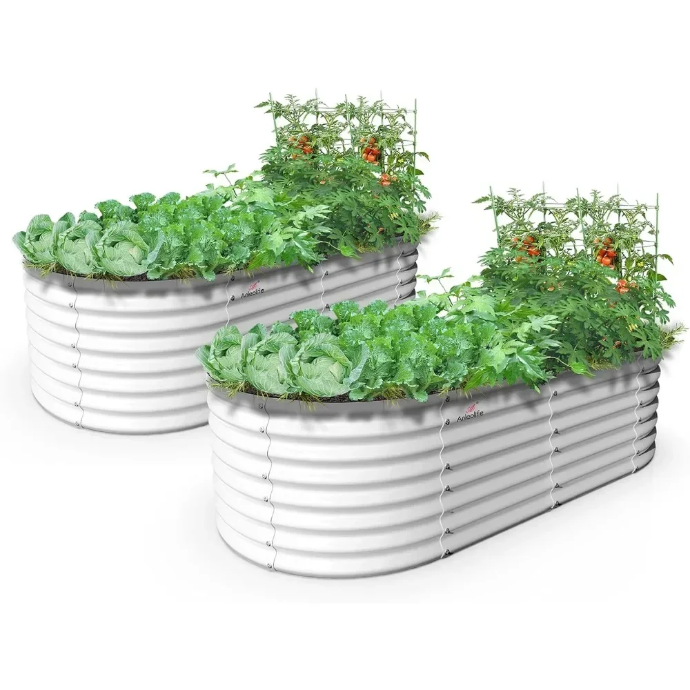 2 Pcs 6X3X2 ft Oval Large Galvanized Raised Garden Beds Outdoor for Planting Vegetables Flowers Herb, Antique White
2 Pcs 6X3X2 ft Oval Large Galvanized Raised Garden Beds Outdoor for Planting Vegetables Flowers Herb, Antique White