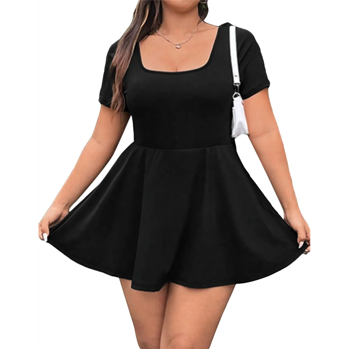 Women'S Mini Dress Square Neck Short Sleeve Ruffle Hem Dresses with Built in Shorts Black XL
Women'S Mini Dress Square Neck Short Sleeve Ruffle Hem Dresses with Built in Shorts Black XL
