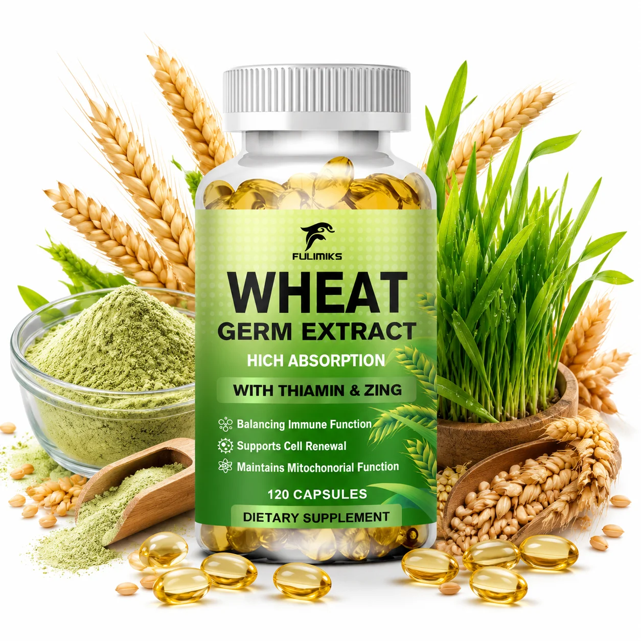 FULIMIKS Advanced Spermidine Capsules, with Thiamin & Zinc, Supports Mitochondrial Renewal, Healthy Aging, Immune & Vitality
FULIMIKS Advanced Spermidine Capsules, with Thiamin & Zinc, Supports Mitochondrial Renewal, Healthy Aging, Immune & Vitality