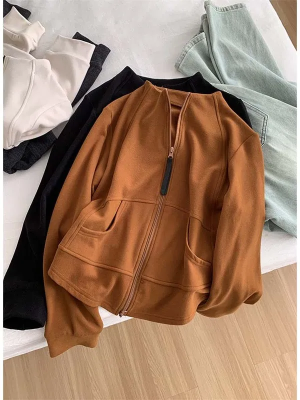 Women's Double-Sided Stand Collar Sweater Jacket Loose Fit Shoulder Insert Zipper Long Sleeve Basic Color Commute Style
Women's Double-Sided Stand Collar Sweater Jacket Loose Fit Shoulder Insert Zipper Long Sleeve Basic Color Commute Style