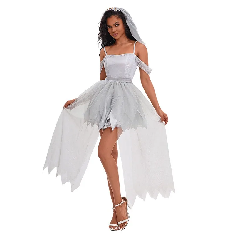 New Adult Ladies Halloween Cos Ghost Bride Costume White Summer Sexy Mesh Dress Party Stage Performance Costume
New Adult Ladies Halloween Cos Ghost Bride Costume White Summer Sexy Mesh Dress Party Stage Performance Costume