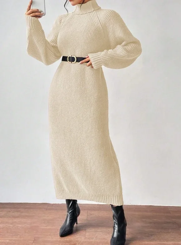 Elegant Dresses for Women Solid Color Knit Turtleneck Long Sleeve Loose Knit Ankle Length Party Women's Sweater Dress Vestidos
Elegant Dresses for Women Solid Color Knit Turtleneck Long Sleeve Loose Knit Ankle Length Party Women's Sweater Dress Vestidos