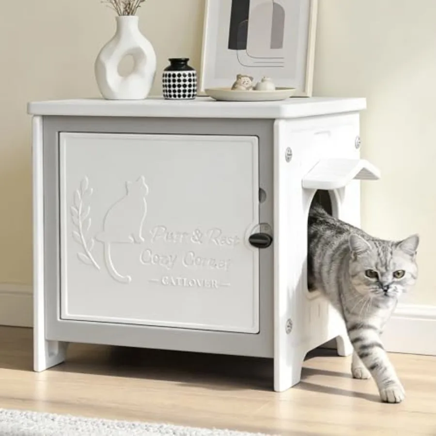 Cat Litter Box Enclosure Furniture Plastic Hidden Enclosed Litter Box Cabinet Cat House Kitty End Table for Living Room Entrywa
Cat Litter Box Enclosure Furniture Plastic Hidden Enclosed Litter Box Cabinet Cat House Kitty End Table for Living Room Entrywa