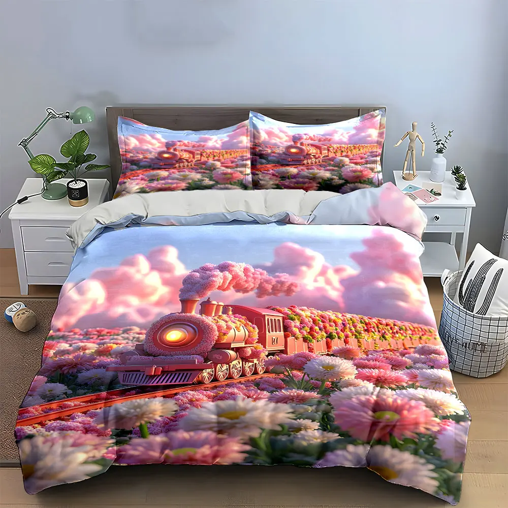 "Floral Train Blossom Decor Set" Soft Comfortable Duvet Cover Bedding Set Included 1*Duvet Cover & 2*Pillowcases, gift
"Floral Train Blossom Decor Set" Soft Comfortable Duvet Cover Bedding Set Included 1*Duvet Cover & 2*Pillowcases, gift