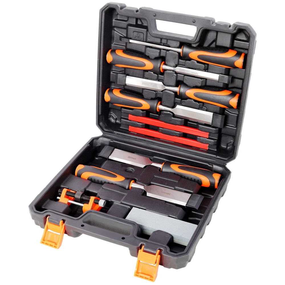 10Pcs Premium Wood Chisel Set – 6 Wood Chisels, 1 Honing Guide, 1 Sharpening Stone & 2 Carpenter Pencils,45# Carbon Steel Blades
10Pcs Premium Wood Chisel Set – 6 Wood Chisels, 1 Honing Guide, 1 Sharpening Stone & 2 Carpenter Pencils,45# Carbon Steel Blades
